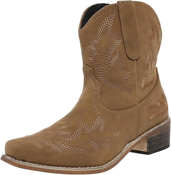 (⏳NOW ON: 49% OFF Sale! 🔥)Women’s Western Cowgirl Ankle Boots – Embroidered Pointed Toe Booties