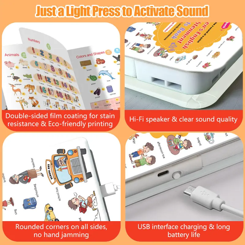 Interactive English Sound Book for Kids! Tap & Listen to 500+ Words in 18 Topics! Fun & Easy Early Learning, Perfect for Toddlers!