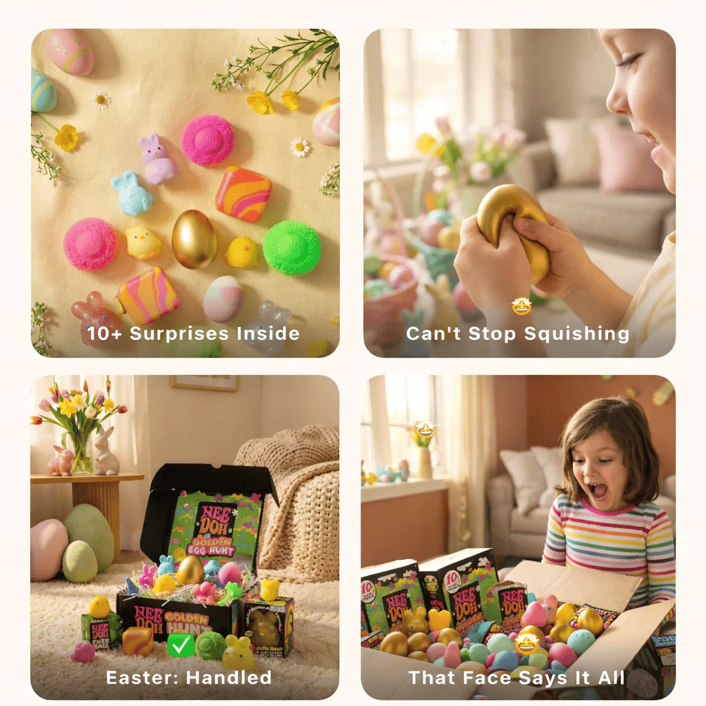Easter Style Squishy Toy Bundle - Original Retail Packaging Sensory Stress Balls for Kids & Adults 