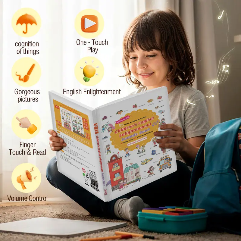 Interactive English Sound Book for Kids! Tap & Listen to 500+ Words in 18 Topics! Fun & Easy Early Learning, Perfect for Toddlers!