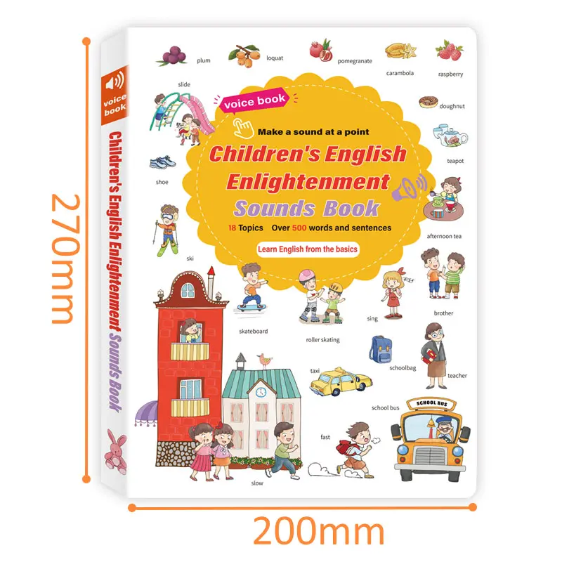 Interactive English Sound Book for Kids! Tap & Listen to 500+ Words in 18 Topics! Fun & Easy Early Learning, Perfect for Toddlers!
