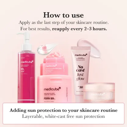 No Cast Just Glow Collagen Sunscreen | SPF 50 Broad Spectrum Face Sunscreen | Lightweight, Non-Sticky, Hydrating Formula 