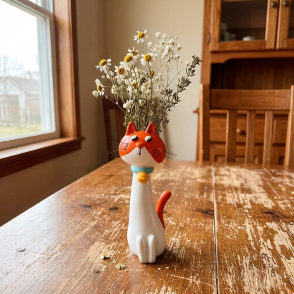 🐱Handmade Quirky Cat-Shaped Vase - Shaped Flower Vase for Desk Shelf Decor 🐈