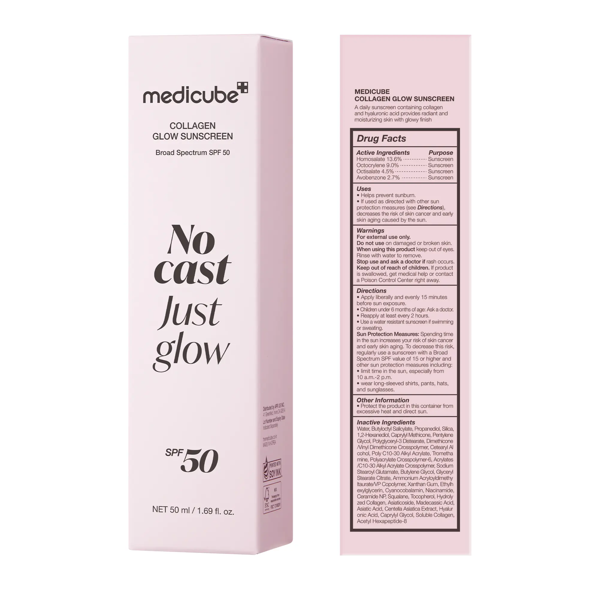 No Cast Just Glow Collagen Sunscreen | SPF 50 Broad Spectrum Face Sunscreen | Lightweight, Non-Sticky, Hydrating Formula 