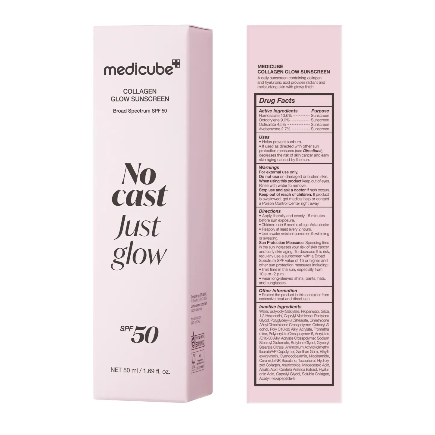 No Cast Just Glow Collagen Sunscreen | SPF 50 Broad Spectrum Face Sunscreen | Lightweight, Non-Sticky, Hydrating Formula 