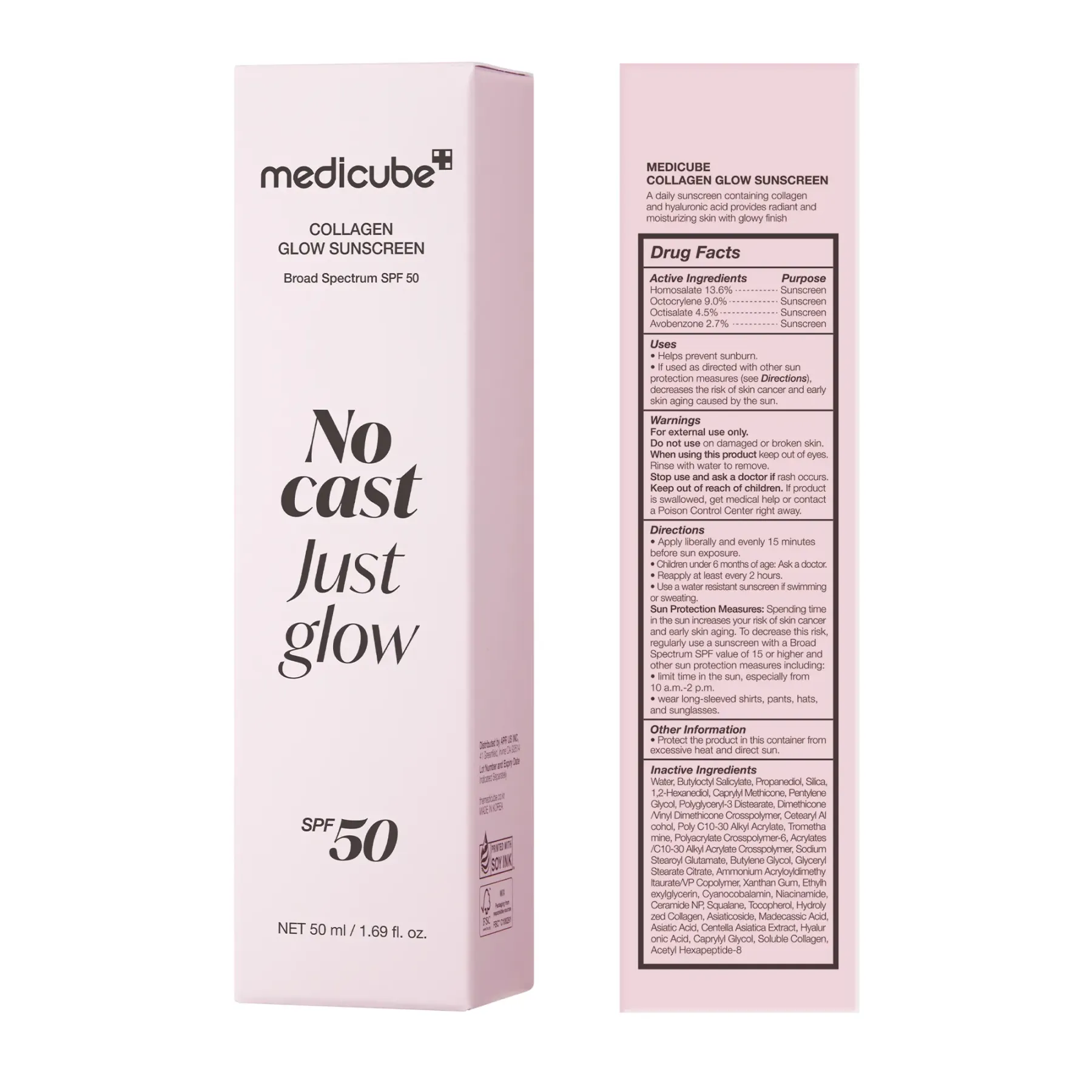 No Cast Just Glow Collagen Sunscreen | SPF 50 Broad Spectrum Face Sunscreen | Lightweight, Non-Sticky, Hydrating Formula 