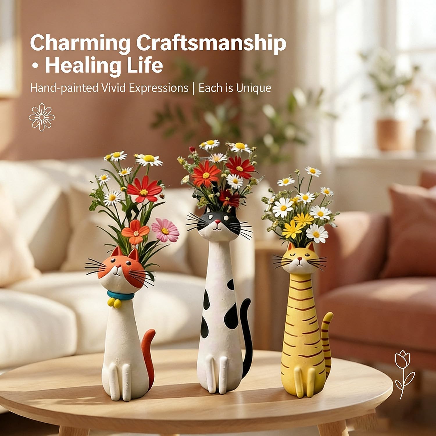 Handmade Quirky Dog/Cat-Shaped Vase - Shaped Flower Vase for Desk Shelf Decor 