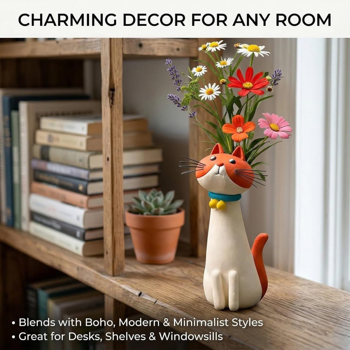 Handmade Quirky Dog/Cat-Shaped Vase - Shaped Flower Vase for Desk Shelf Decor 