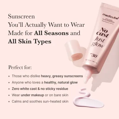 No Cast Just Glow Collagen Sunscreen | SPF 50 Broad Spectrum Face Sunscreen | Lightweight, Non-Sticky, Hydrating Formula 