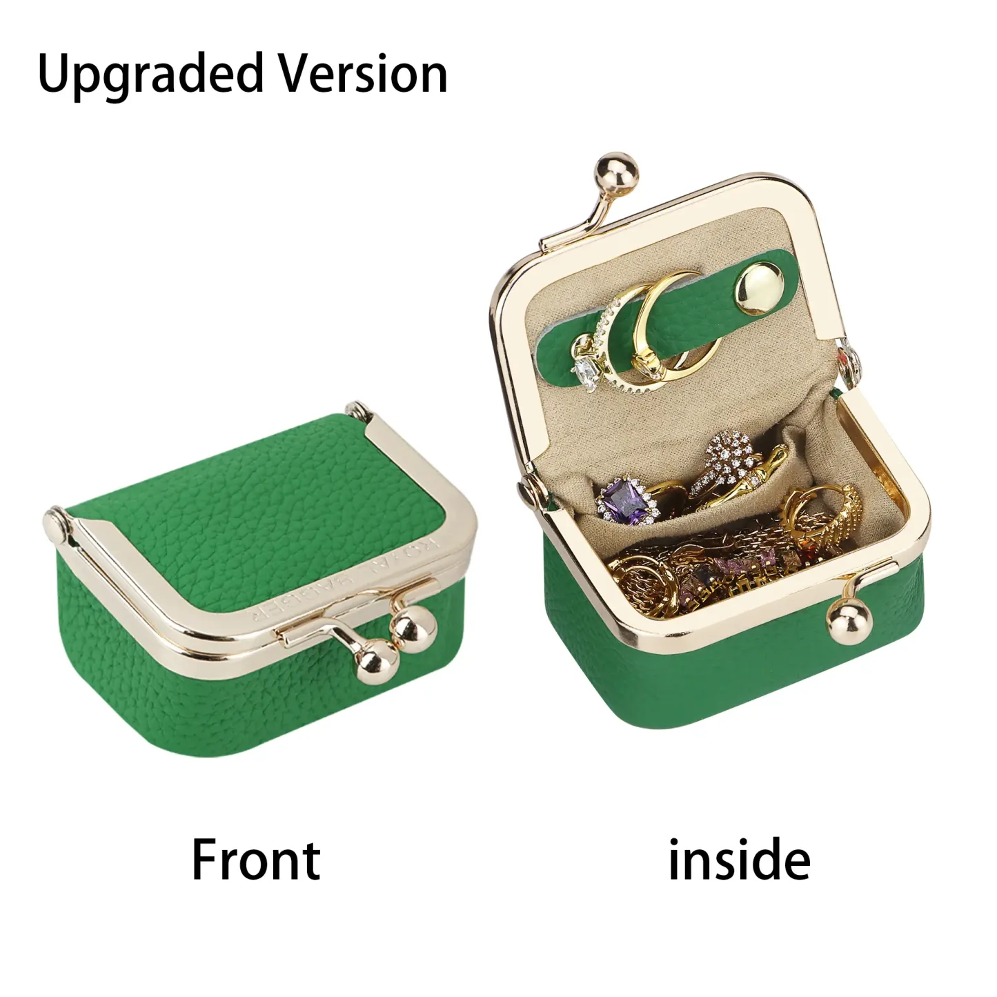 Genuine Leather Mini Coin Purse-Solid Color Kiss Lock Change Pouch