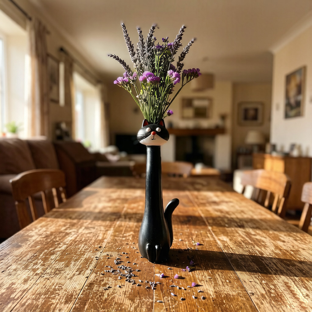 🐱Handmade Quirky Cat-Shaped Vase - Shaped Flower Vase for Desk Shelf Decor 🐈