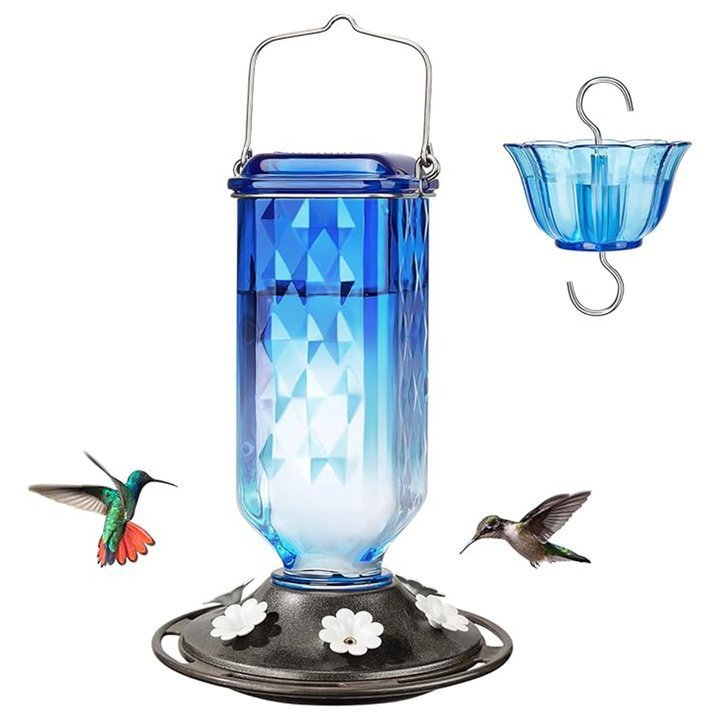 Hummingbird Season 2026 Hand-Blown Glass Feeder Leak-Proof Bee Guard-Hummingbird Feeders 