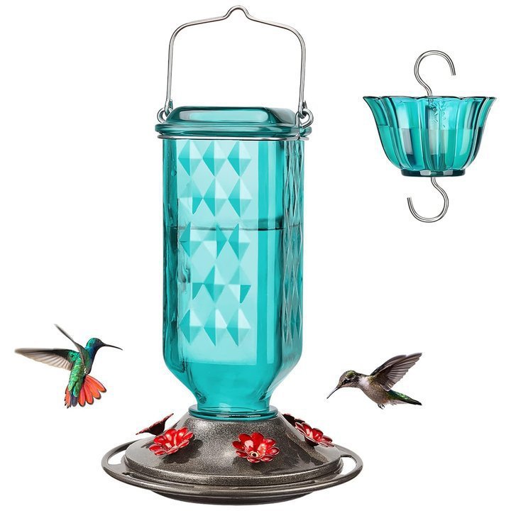 Hummingbird Season 2026 Hand-Blown Glass Feeder Leak-Proof Bee Guard-Hummingbird Feeders 