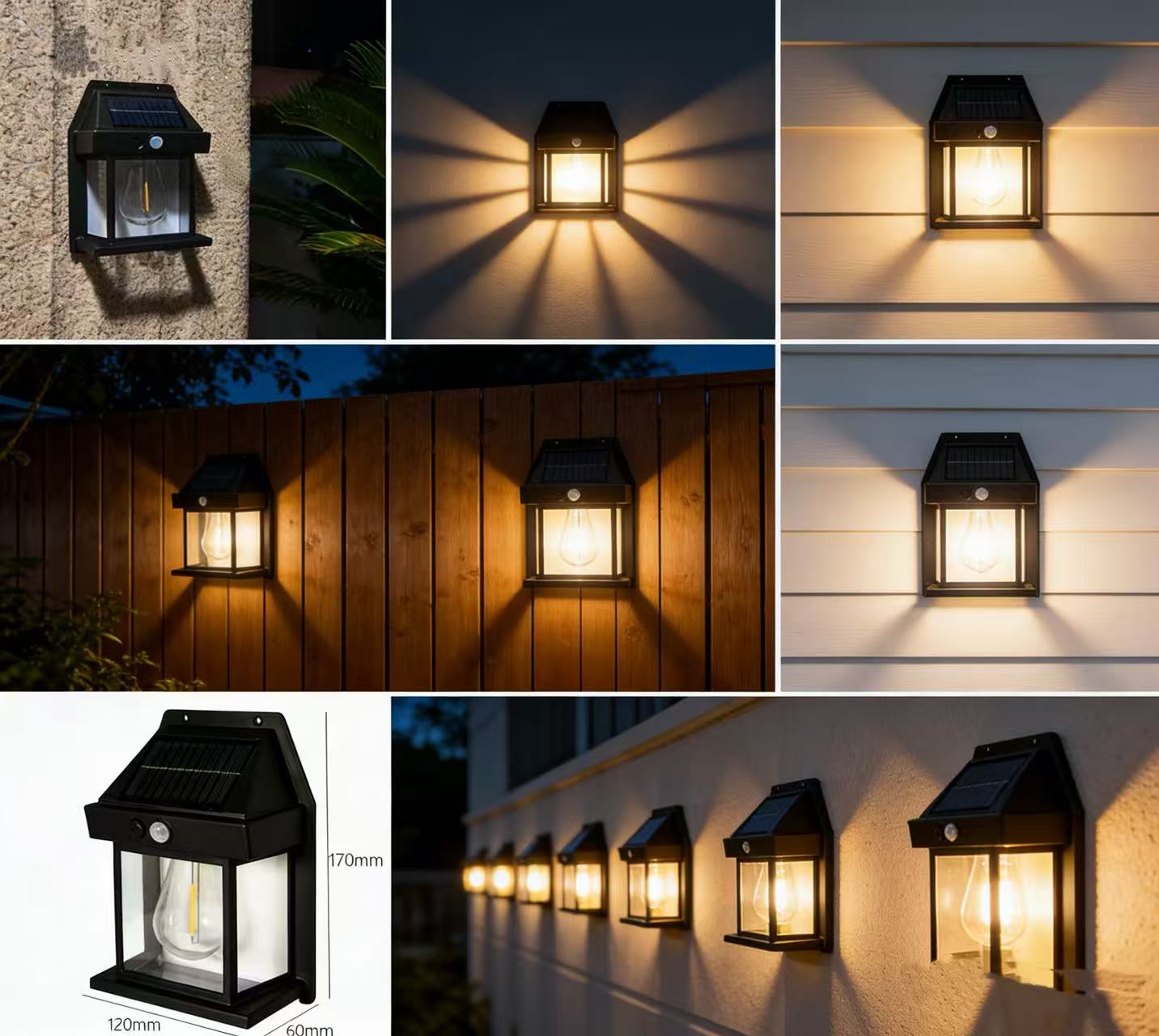 Solar Outdoor Wall Lights with Motion Sensor - Waterproof IP65 Garden Security Lighting, 3 Modes Auto Dusk to Dawn, Wireless Decorative Lamp for Patio, Villa, Pathway (Modern Black Design)