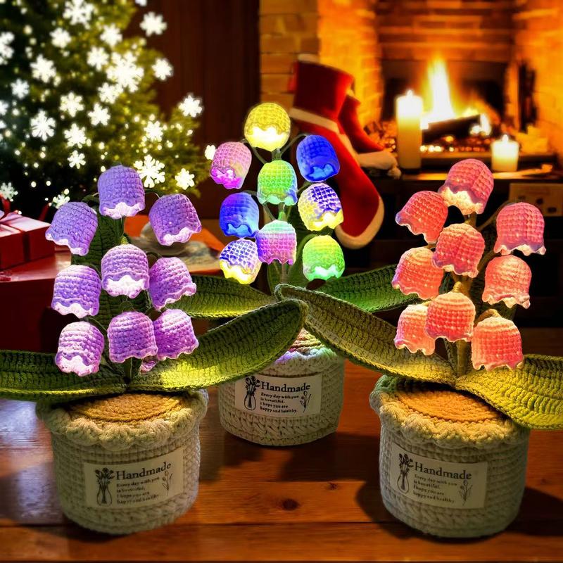 Handmade Crocheted Lily of the Valley LED Lantern - Valentine's Day