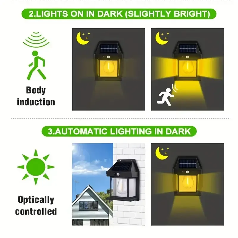 Solar Outdoor Wall Lights with Motion Sensor - Waterproof IP65 Garden Security Lighting, 3 Modes Auto Dusk to Dawn, Wireless Decorative Lamp for Patio, Villa, Pathway (Modern Black Design)