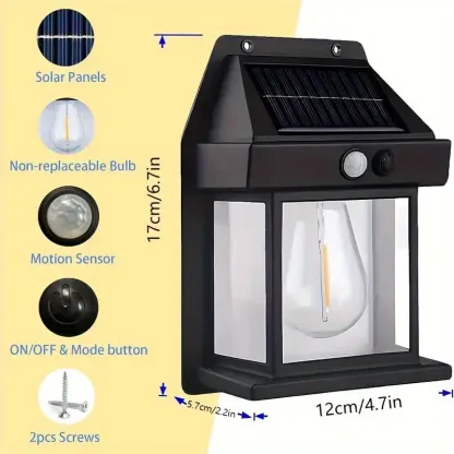 Solar Outdoor Wall Lights with Motion Sensor - Waterproof IP65 Garden Security Lighting, 3 Modes Auto Dusk to Dawn, Wireless Decorative Lamp for Patio, Villa, Pathway (Modern Black Design)