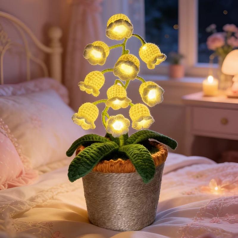 Handmade Crocheted Lily of the Valley LED Lantern - Valentine's Day