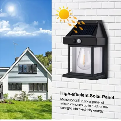Solar Outdoor Wall Lights with Motion Sensor - Waterproof IP65 Garden Security Lighting, 3 Modes Auto Dusk to Dawn, Wireless Decorative Lamp for Patio, Villa, Pathway (Modern Black Design)