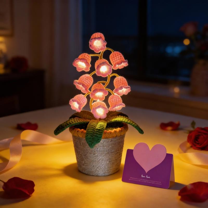 Handmade Crocheted Lily of the Valley LED Lantern - Valentine's Day
