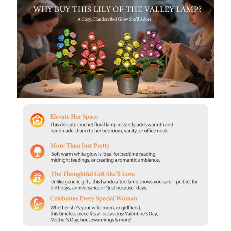 Handmade Crocheted Lily of the Valley LED Lantern - Valentine's Day