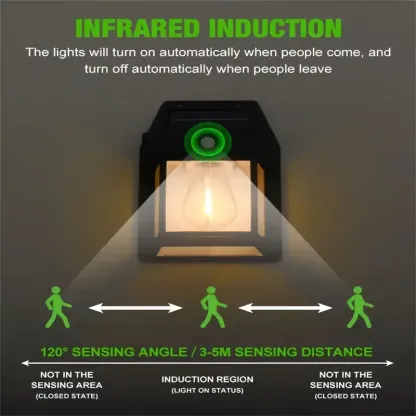 Solar Outdoor Wall Lights with Motion Sensor - Waterproof IP65 Garden Security Lighting, 3 Modes Auto Dusk to Dawn, Wireless Decorative Lamp for Patio, Villa, Pathway (Modern Black Design)