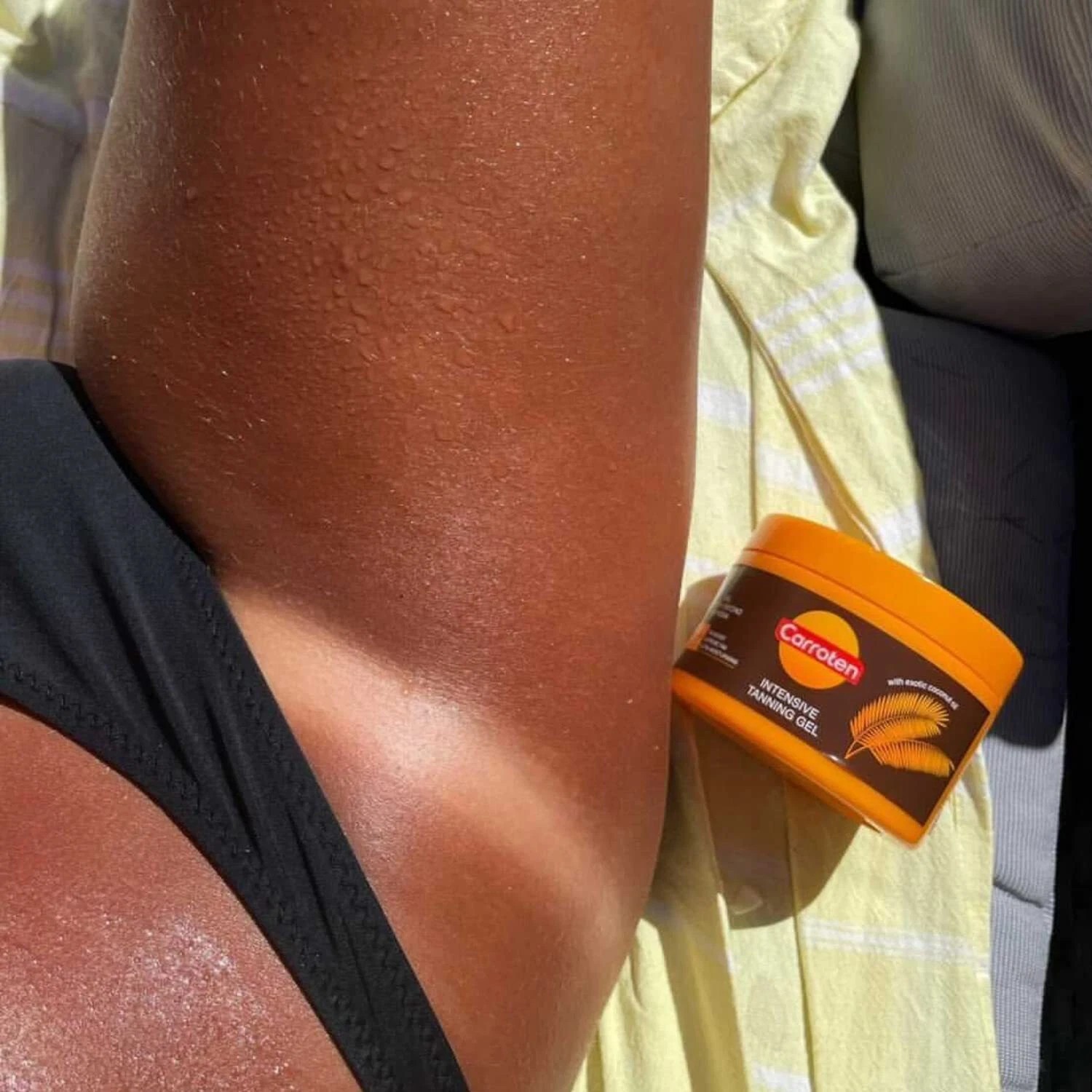 Gold Shimmer Tanning Gel – Bronzing Accelerator, Non-Greasy, Water-Resistant, with Carrot Oil & Coconut Oil (5 fl oz) 