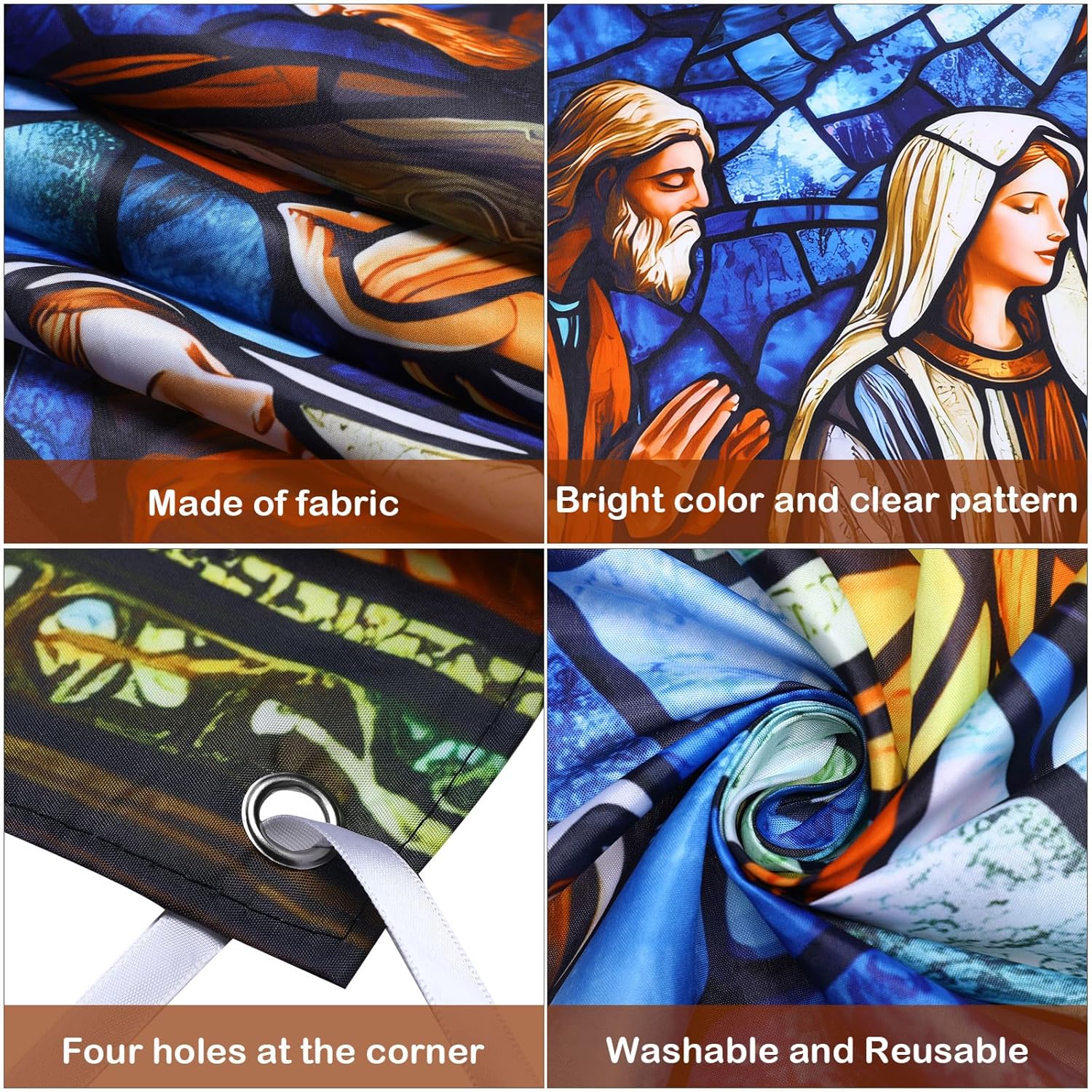 Starry Night Nativity Scene Christmas Banner