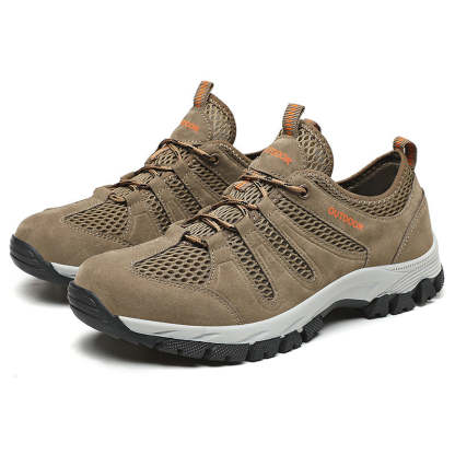 Men's Genuine Leather Breathable Lightweight Arch Support Hiking Orthopedic Shoes