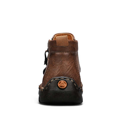 Men's Top-Quality Motorcycle Boots Hand-Stitched Genuine Leather Boots-Wide Toe, Waterproof, Anti-Slip, Anti-Sprain, Suitable for Work, Driving, Hiking-SCSLUXE