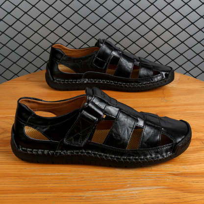 (⏰LAST DAY! 49% OFF 🔥) Men's Orthopedic Leather Fisherman Sandals | Breathable Closed-Toe Adjustable Outdoor Summer Comfort & Pain Relief-SCSLUXE