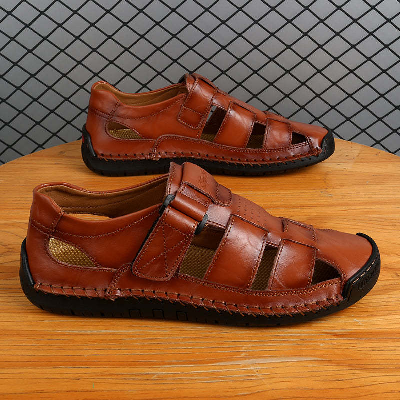 (⏰LAST DAY! 49% OFF 🔥) Men's Orthopedic Leather Fisherman Sandals | Breathable Closed-Toe Adjustable Outdoor Summer Comfort & Pain Relief-SCSLUXE