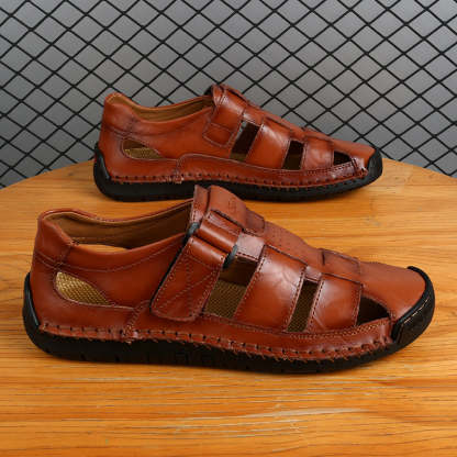 (⏰LAST DAY! 49% OFF 🔥) Men's Orthopedic Leather Fisherman Sandals | Breathable Closed-Toe Adjustable Outdoor Summer Comfort & Pain Relief-SCSLUXE