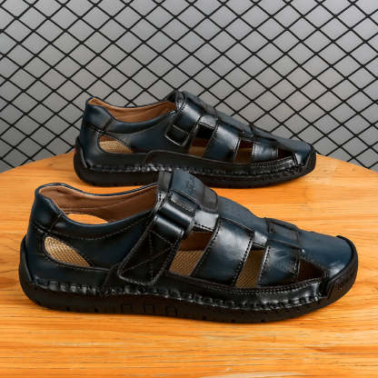 (⏰LAST DAY! 49% OFF 🔥) Men's Orthopedic Leather Fisherman Sandals | Breathable Closed-Toe Adjustable Outdoor Summer Comfort & Pain Relief-SCSLUXE