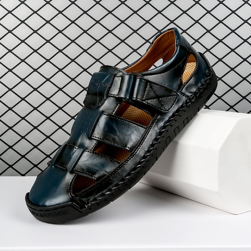 (⏰LAST DAY! 49% OFF 🔥) Men's Orthopedic Leather Fisherman Sandals | Breathable Closed-Toe Adjustable Outdoor Summer Comfort & Pain Relief-SCSLUXE