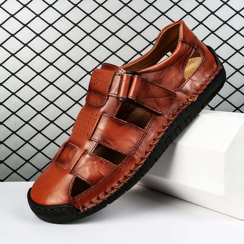 (⏰LAST DAY! 49% OFF 🔥) Men's Orthopedic Leather Fisherman Sandals | Breathable Closed-Toe Adjustable Outdoor Summer Comfort & Pain Relief-SCSLUXE