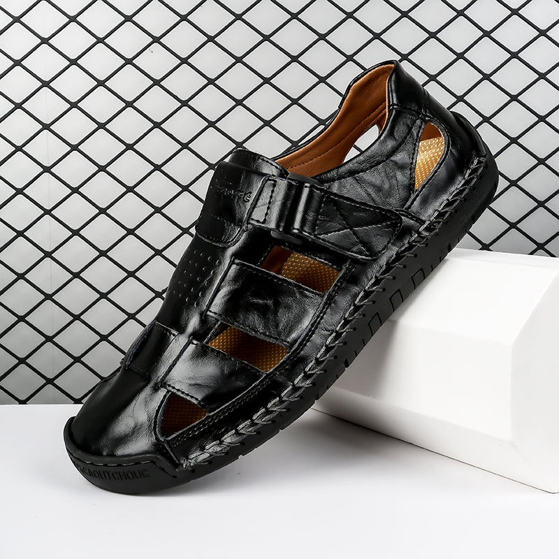 (⏰LAST DAY! 49% OFF 🔥) Men's Orthopedic Leather Fisherman Sandals | Breathable Closed-Toe Adjustable Outdoor Summer Comfort & Pain Relief-SCSLUXE