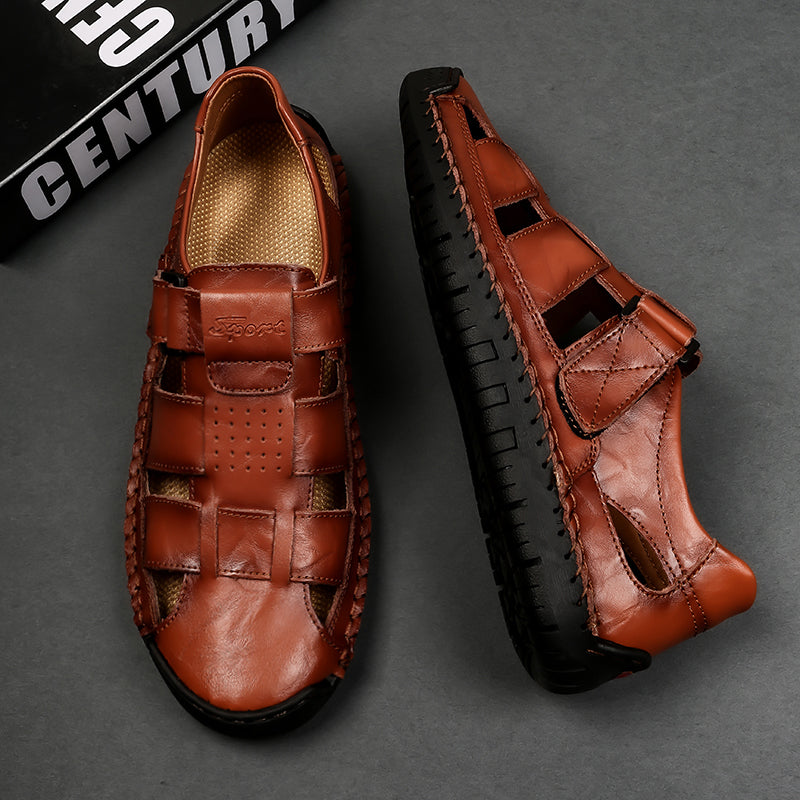 (⏰LAST DAY! 49% OFF 🔥) Men's Orthopedic Leather Fisherman Sandals | Breathable Closed-Toe Adjustable Outdoor Summer Comfort & Pain Relief-SCSLUXE