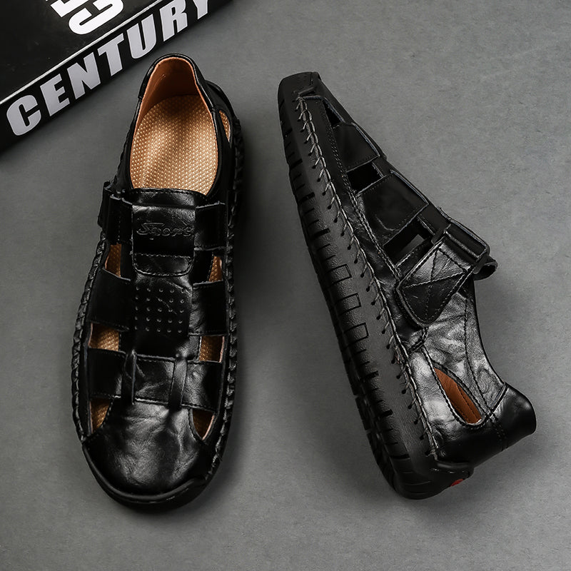 (⏰LAST DAY! 49% OFF 🔥) Men's Orthopedic Leather Fisherman Sandals | Breathable Closed-Toe Adjustable Outdoor Summer Comfort & Pain Relief-SCSLUXE