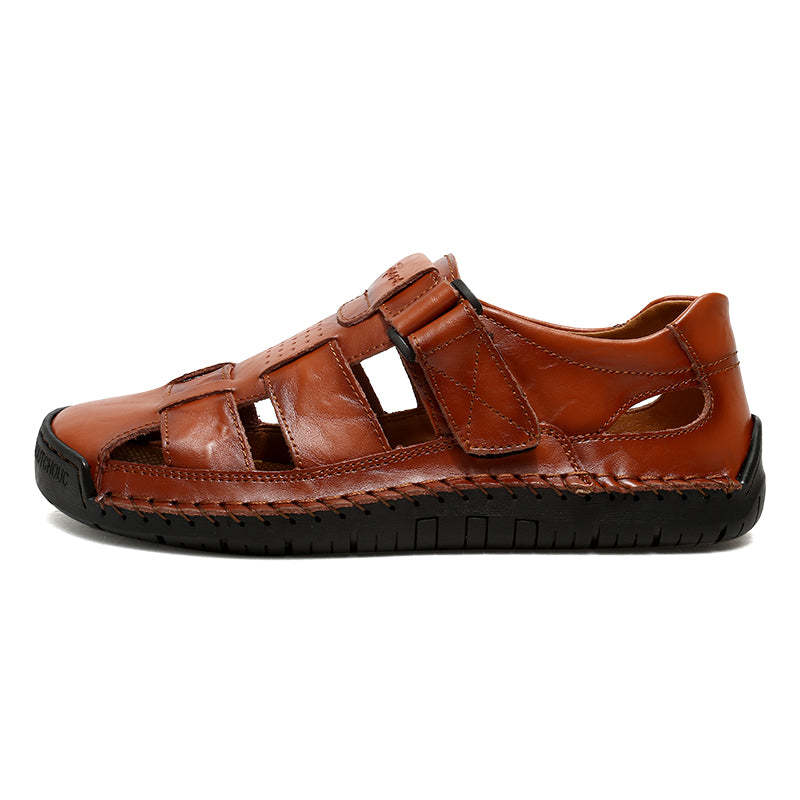 (⏰LAST DAY! 49% OFF 🔥) Men's Orthopedic Leather Fisherman Sandals | Breathable Closed-Toe Adjustable Outdoor Summer Comfort & Pain Relief-SCSLUXE