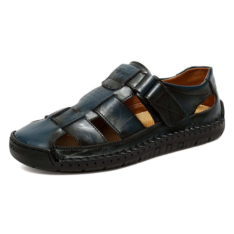 (⏰LAST DAY! 49% OFF 🔥) Men's Orthopedic Leather Fisherman Sandals | Breathable Closed-Toe Adjustable Outdoor Summer Comfort & Pain Relief-SCSLUXE