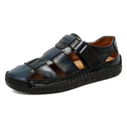 (⏰LAST DAY! 49% OFF 🔥) Men's Orthopedic Leather Fisherman Sandals | Breathable Closed-Toe Adjustable Outdoor Summer Comfort & Pain Relief-SCSLUXE