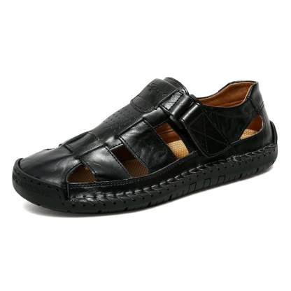 (⏰LAST DAY! 49% OFF 🔥) Men's Orthopedic Leather Fisherman Sandals | Breathable Closed-Toe Adjustable Outdoor Summer Comfort & Pain Relief-SCSLUXE