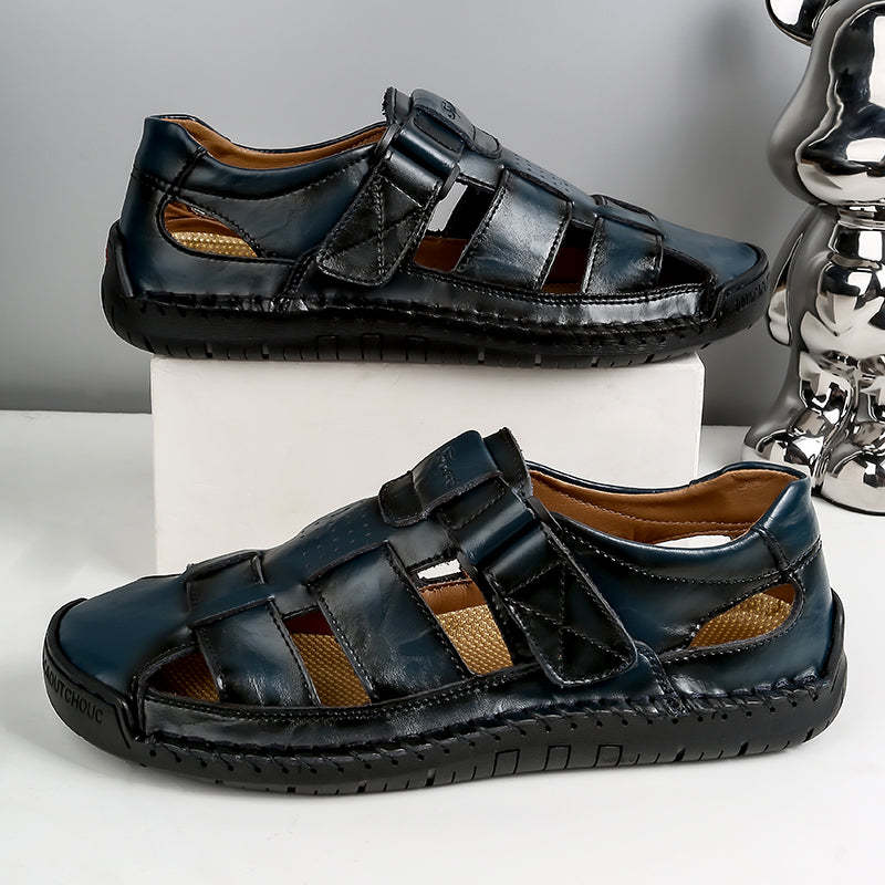 (⏰LAST DAY! 49% OFF 🔥) Men's Orthopedic Leather Fisherman Sandals | Breathable Closed-Toe Adjustable Outdoor Summer Comfort & Pain Relief-SCSLUXE