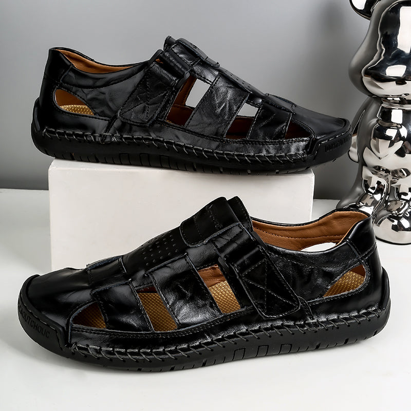 (⏰LAST DAY! 49% OFF 🔥) Men's Orthopedic Leather Fisherman Sandals | Breathable Closed-Toe Adjustable Outdoor Summer Comfort & Pain Relief-SCSLUXE