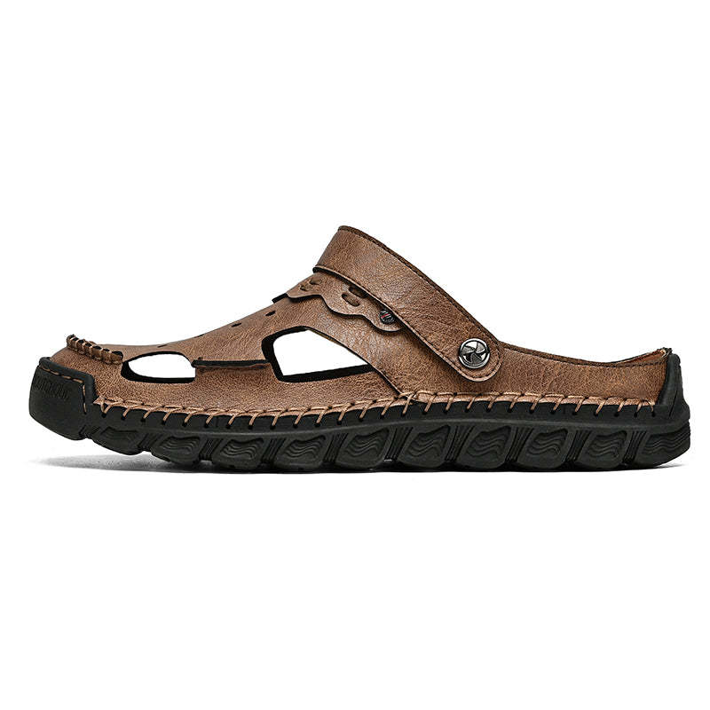 (⏰Last Day 49% OFF🔥)Men's 40+ Orthopedic Closed-Toe Sandals – Full-Grain Leather, Adjustable, Handmade for Fishing, Gardening & Daily Wear-SCSLUXE