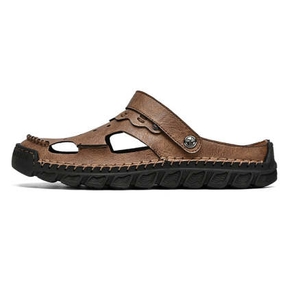 (⏰Last Day 49% OFF🔥)Men's 40+ Orthopedic Closed-Toe Sandals – Full-Grain Leather, Adjustable, Handmade for Fishing, Gardening & Daily Wear-SCSLUXE