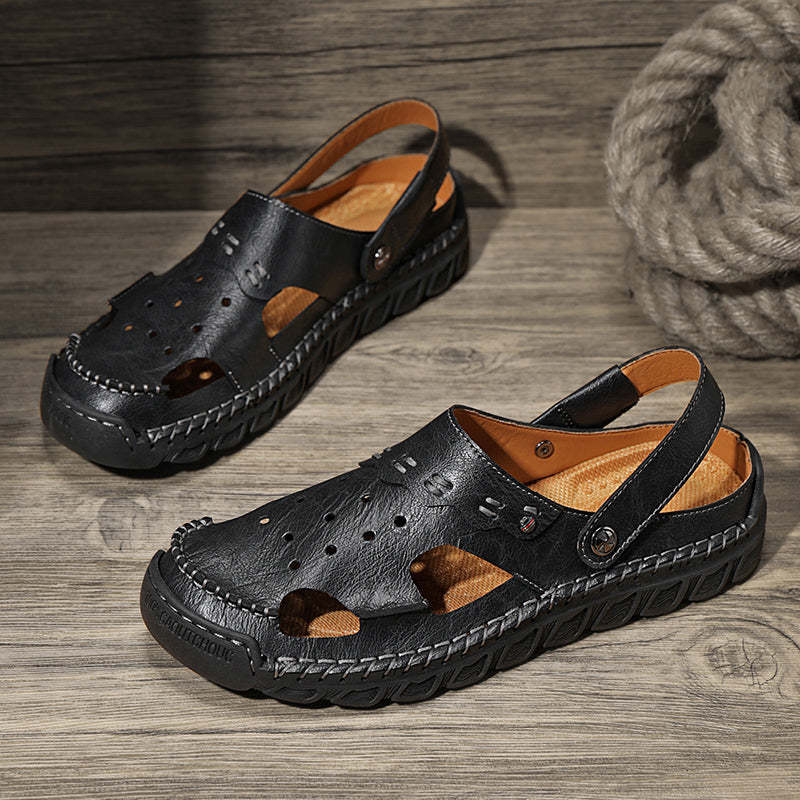 (⏰Last Day 49% OFF🔥)Men's 40+ Orthopedic Closed-Toe Sandals – Full-Grain Leather, Adjustable, Handmade for Fishing, Gardening & Daily Wear-SCSLUXE