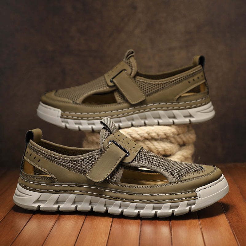 (⏳49% OFF)Men's Mesh Fisherman Sandals – Hook & Loop, Non-Slip for Wading & Fishing