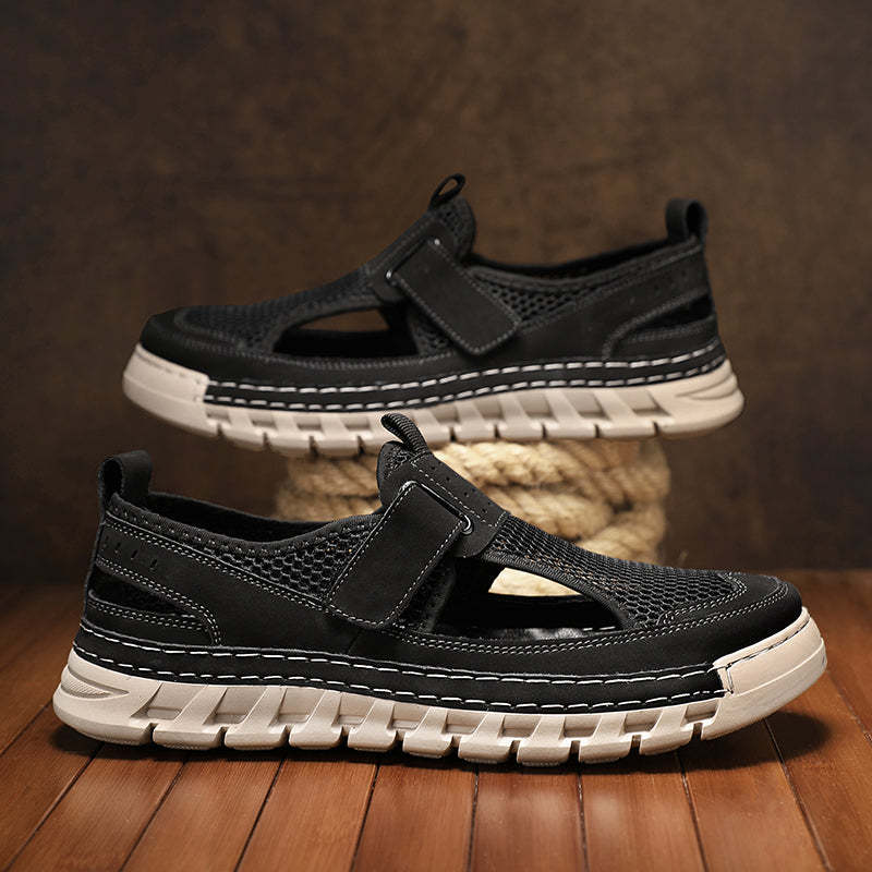 (⏳49% OFF)Men's Mesh Fisherman Sandals – Hook & Loop, Non-Slip for Wading & Fishing